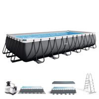 piscina desmontable rectangular ultra xtr frame depuradora de arena 732x366x132 cm gris oscuro