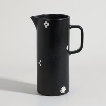 Jarra de gres negro con motivos, 1,5 l