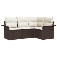 conjunto de sofa de jardin 4 piezas  mueble de jardin marron ratan sintetico