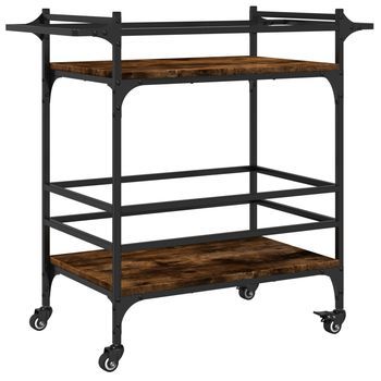 Carrito De Cocina，estantería De Cocina, Carrito De Servir Madera Ingeniería Roble Ahumado 82x40x78,5 Cm