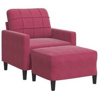 sillon con taburete terciopelo rojo tinto 60 cm cfw192819