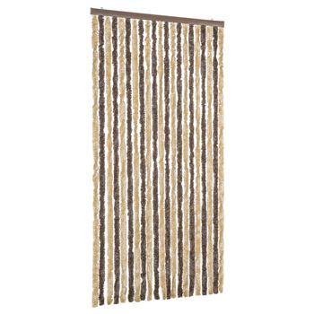 Cortina Antimoscas Chenilla Marrón Oscuro Y Beige 90x220 Cm Vidaxl