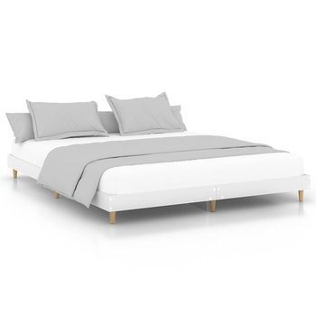 Estructura De Cama Madera Contrachapada Blanca 120x200 Cm