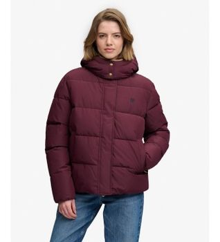 Superdry para mujer. W5012207A Chaqueta con capucha Premium burdeos (XXS), Casual, Poliéster Reciclado