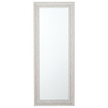 Espejo De Pared Beige Con Plateado 50 X 130 Cm Vertical Salón Dormitorio Acabado Elegante Vertou