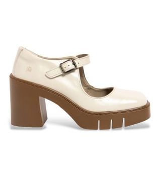 Art para mujer. 1198411KH003_082 Zapatos 1984 de piel blanco roto (40), Dorado, 8 a 10cm, Hebilla, Clásico
