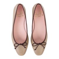 bailarina plana piel beige y marron - modelo sabrina