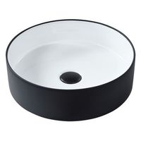 lavabo sobre encimera de ceramica bano  40 cm blanco y negro acabado brillante tebar