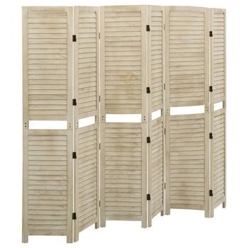 Biombo De 6 Paneles De Madera Maciza De Paulownia 210x165 Cm Vidaxl