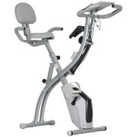 homcom bicicleta estatica plegable 8 niveles de resistencia magnetica respaldo sillin ajustable asas ergonomicas negro gris   aosom espana