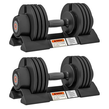 SPORTNOW Mancuernas Ajustables 4 en 1 2x10 kg Ajuste Rápido de Peso con Base de Almacenaje Mango Antideslizante Gimnasio en Casa