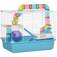 jaula pawut para roedores y hamsters de 3 niveles con tunel botella de agua ruedas casa y escalera 59 cm x 36 cm x 47 cm de altura