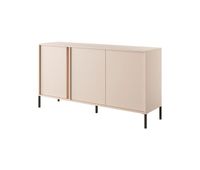 comoda dast en beige de estilo moderno mide 82x154x40 cm y dispone de 6 estantes 3 puertas e iluminacion led
