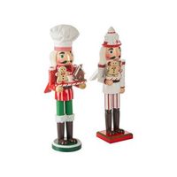 conjunto de 2 figuritas decorativas de cascanueces de madera de pino con boca que se abre hecha a mano rojoblanco bodsjon