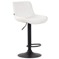 taburete de bar trona x1 en pvc blanco costuras verticales soporte de metal negro 100005102
