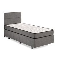 cama individual colchon base y cabecero silver-90 x 190 gris