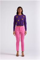 cardigan con flores de croche purple m