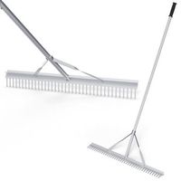 rastrillo con cabezal mango de 174 cm 36 puas rastrillo de aluminio resistente para cuidado del cesped jardin lago estanque y playa plata