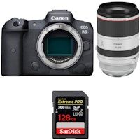 eos r5  rf 70-200mm f28l is usm  sandisk 128gb extreme pro uhs-ii sdxc 300 mbs  2 anos de garantia