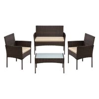 conjunto de muebles de jardin de patio ratan mimbre de pe marron  topo