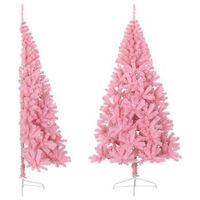 medio arbol de navidad  decoraciones de navidad artificial con soporte pvc rosa 240 cm