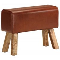 banco potro gimnasio cuero autentico madera mango marron 58 cm