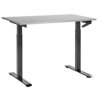 Escritorio De Altura Regulable Manualmente Oficina Moderna Patas Cuadradas  120 X 72 Cm Tablero Gris Soporte De Acero Negro Destines