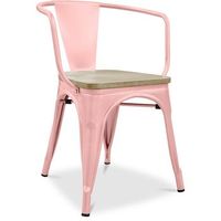silla de comedor con reposabrazos - madera y acero - stylix  naranja pastel