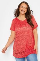 yours camiseta roja troquelada mujer curvy y tallas grandes yours