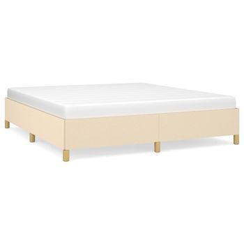 Cama Matrimonial | Cama Para Adultos | Estructura De Cama Box Spring Tela Color Crema 180x200 Cm