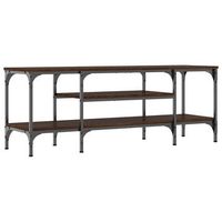 mueble tv madera ingenieria y hierro marron roble 121x35x45 cm vidaxl