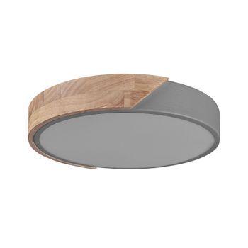 Lámpara De Techo Led De Metal Gris Madera Clara Acrílico Moderno Pattani