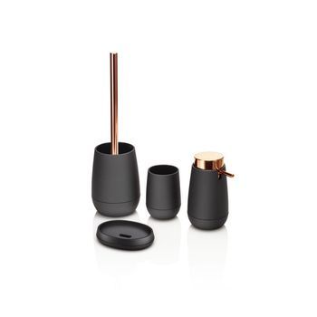 Set De 4 Accesorios De Baño Trendy Negro/cobre En Plástico