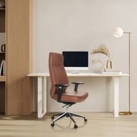 sillon de oficina profesional piel sintetica marron