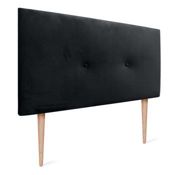 Dhome Cabecero De Terciopelo Liso Con Botones 80x105 Con Patas Camas 80/90 - Negro