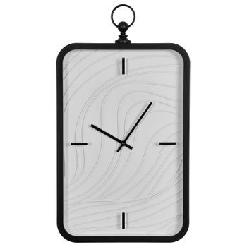 Reloj De Pared Rectangular Analógico Estilo Tradicional Con Diseño Ondulado Blanco Y Negro Moliens