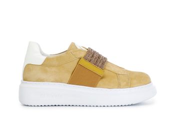 zapatos slip-on de ante con banda de pedrería yellow 37