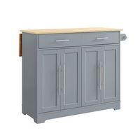 sobuy mueble auxiliar de cocina gris 2 cajones encimera plegable y toallero mdf