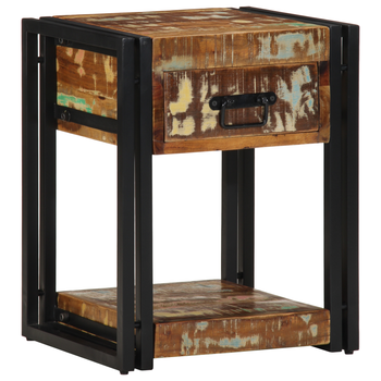 Pack 2 Uds Mesitas De Noche | Mesilla De Noche | Cabinete De Noche Madera Maciza Reciclada 40x35x50 Cm Cfw36924