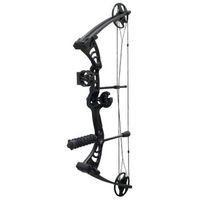 arco compuesto de poleas hellbow aurora regulable de 30 a 55 lbs y una apertura de 19 a 29 para diestros de color negro con multiples accesorios