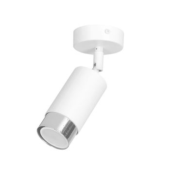 Foco de techo moderno orientable cilíndirco blanco y cromo