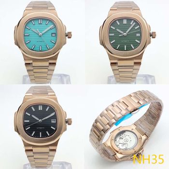 Reloj mecánico automático para hombre, cronógrafo cuadrado de lujo, cristal de zafiro, pantalla de fecha, 4 colores, oro rosa, 40MM, NH35