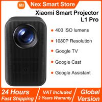 proyector inteligente xiaomi l1 pro google tv 400 lumenes iso resolucion fisica 1080p enfoque automatico y correccion automatica de la clave audio dolby