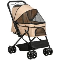 pawhut carrito para perros marron con mango reversible cesta de almacenamiento y cuerda de seguridad 765x52x95cm   aosom espana