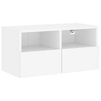 Mueble Tv De Pared | Mueble De Salón | Armario Tv Madera De Ingeniería Blanco 60x30x30 Cm