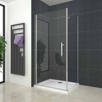 aica mampara de ducha frontal abatible y panel lateral una barra 45cm perfil cromado vidrio antical 6mm 980-1000x740-760x1950mm