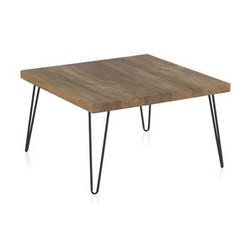 Mesa Auxiliar De Madera De Olmo Viejo Con Patas De Metal