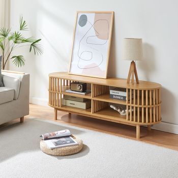 Mueble Tv Jarvenpaa  4 Compartimentos Bambú 140x40x50cm Natural [en.casa]
