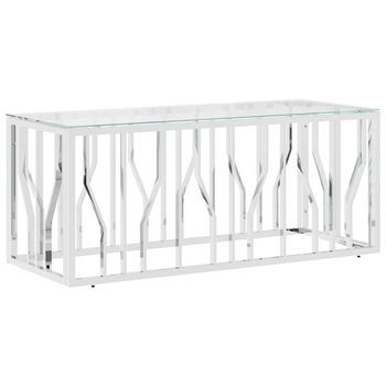 Mesa De Centro Acero Inoxidable Y Vidrio 110x45x45 Cm Vidaxl