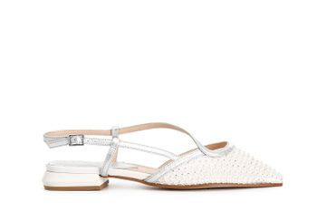 bailarinas abiertas por detrás con retina y pedrería white/silver 37